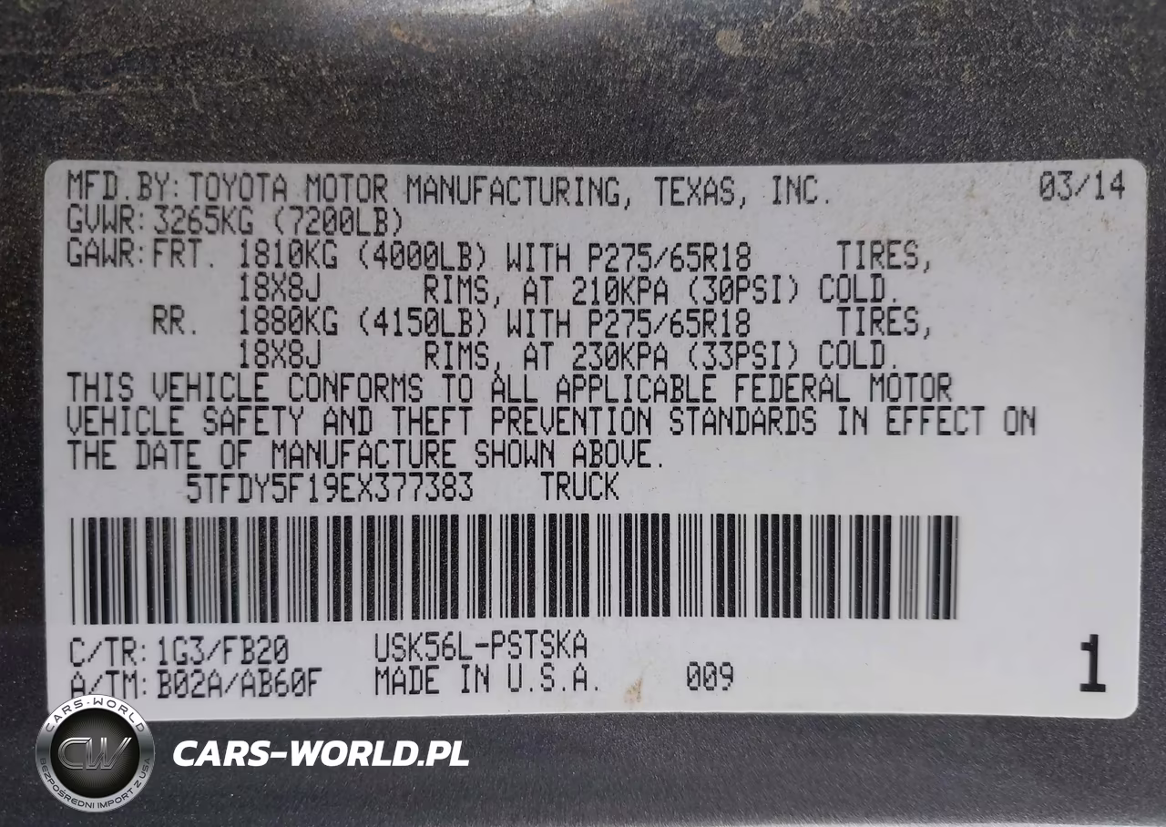 2014 Toyota Tundra Sr5 5.7L V8 VIN:5TFDY5F19EX377383 - 9