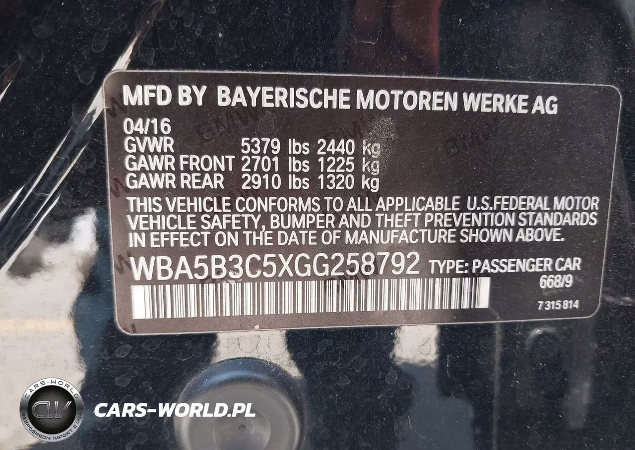 2016 BMW 535I xDrive VIN:WBA5B3C5XGG258792 - 9