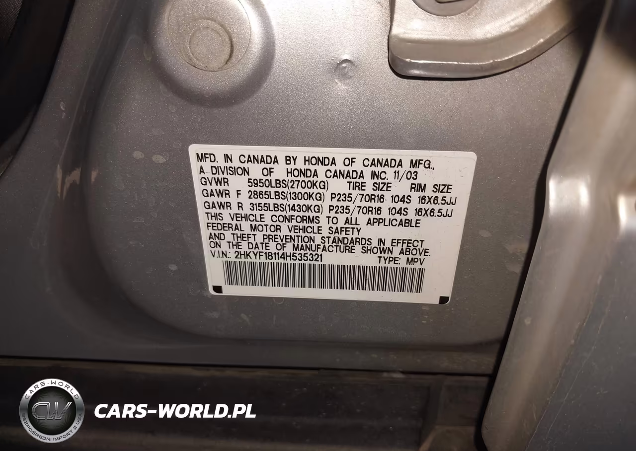 2004 Honda Pilot Lx VIN:2HKYF18114H535321 - 9