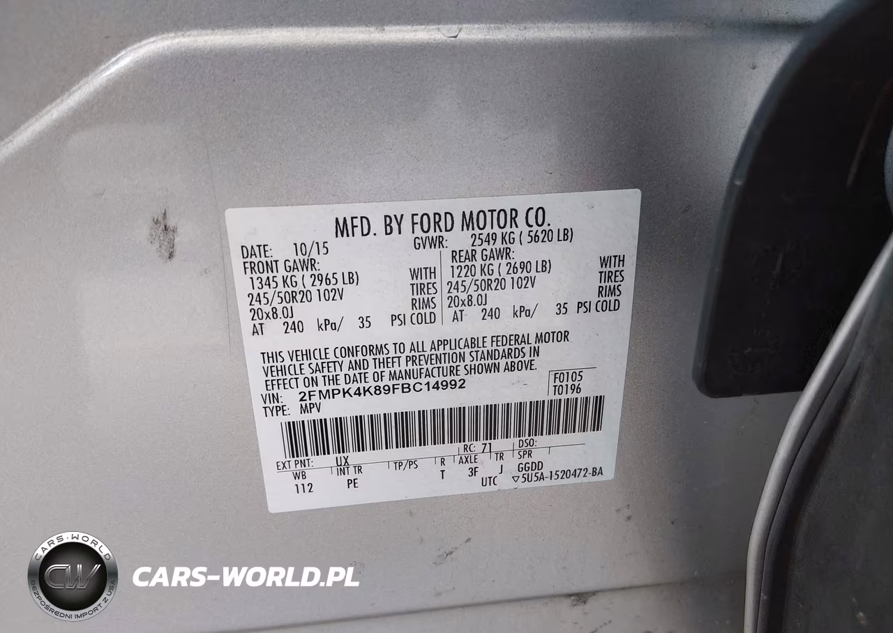 2015 Ford Edge Titanium VIN:2FMPK4K89FBC14992 - 9