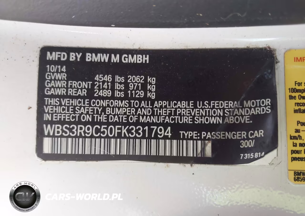 2015 BMW M4 VIN:WBS3R9C50FK331794 - 9