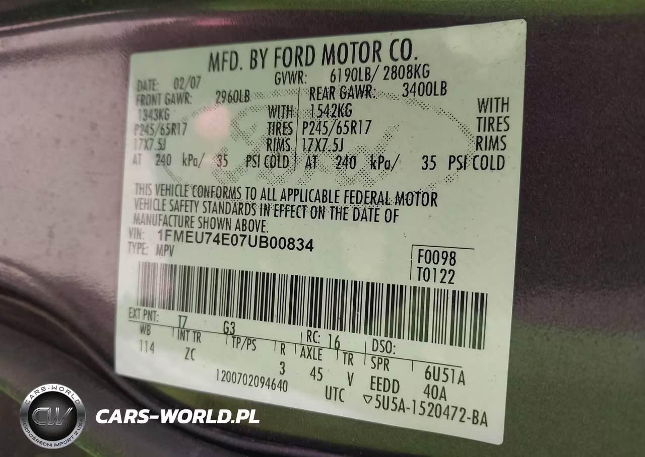 2007 Ford Explorer Eddie Bauer VIN:1FMEU74E07UB00834 - 9