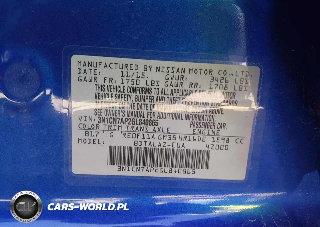 2016 Nissan Versa 1.6 S+ VIN:3N1CN7AP2GL840865 - 9