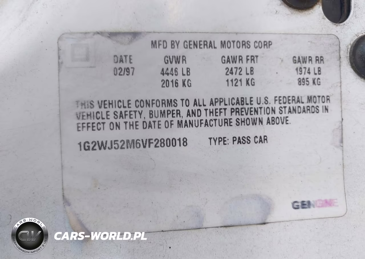 1997 Pontiac Grand Prix Se VIN:1G2WJ52M6VF280018 - 9