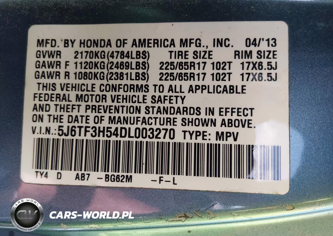 2013 Honda Crosstour Ex-L VIN:5J6TF3H54DL003270 - 9