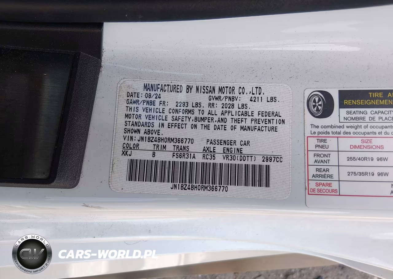 2024 Nissan Z Performance Manual VIN:JN1BZ4BH0RM366770 - 9