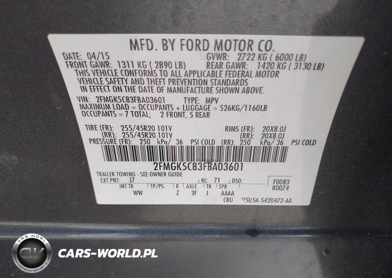2015 Ford Flex Sel VIN:2FMGK5C83FBA03601 - 9