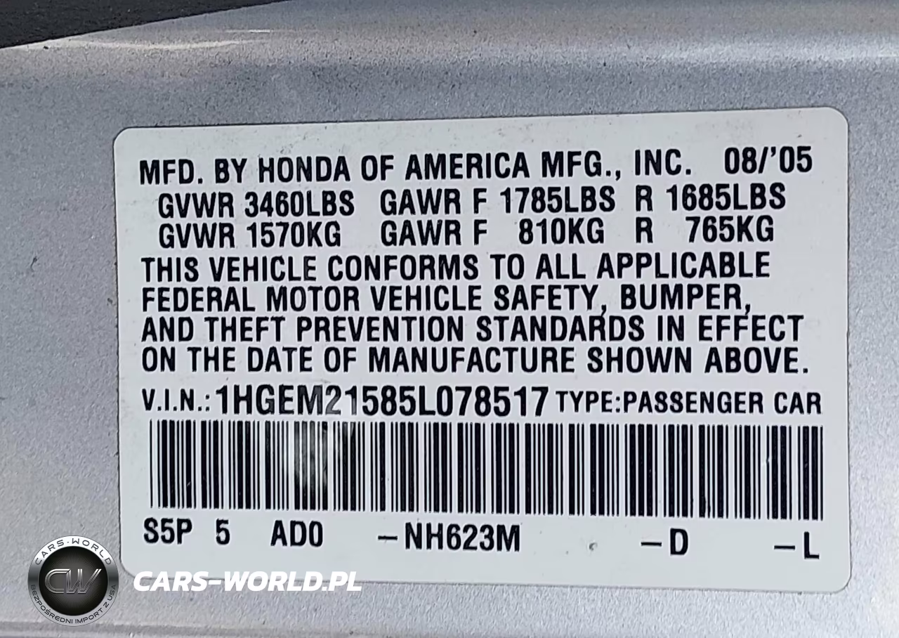 2005 Honda Civic Lx VIN:1HGEM21585L078517 - 9