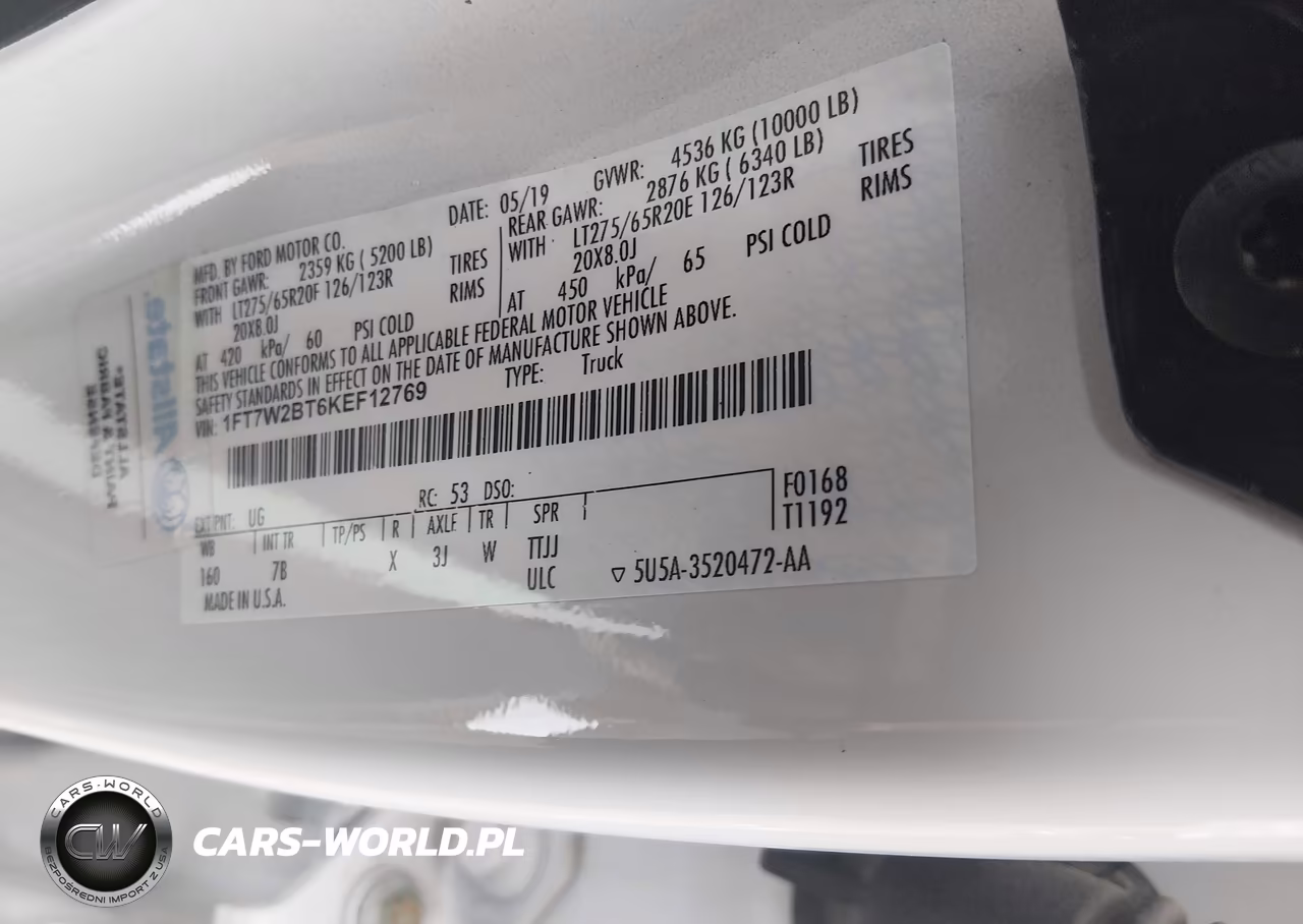 2019 Ford F-250 Platinum VIN:1FT7W2BT6KEF12769 - 9