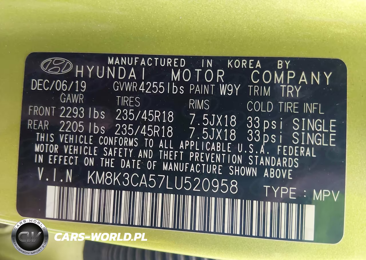2020 Hyundai Kona Limited VIN:KM8K3CA57LU520958 - 9