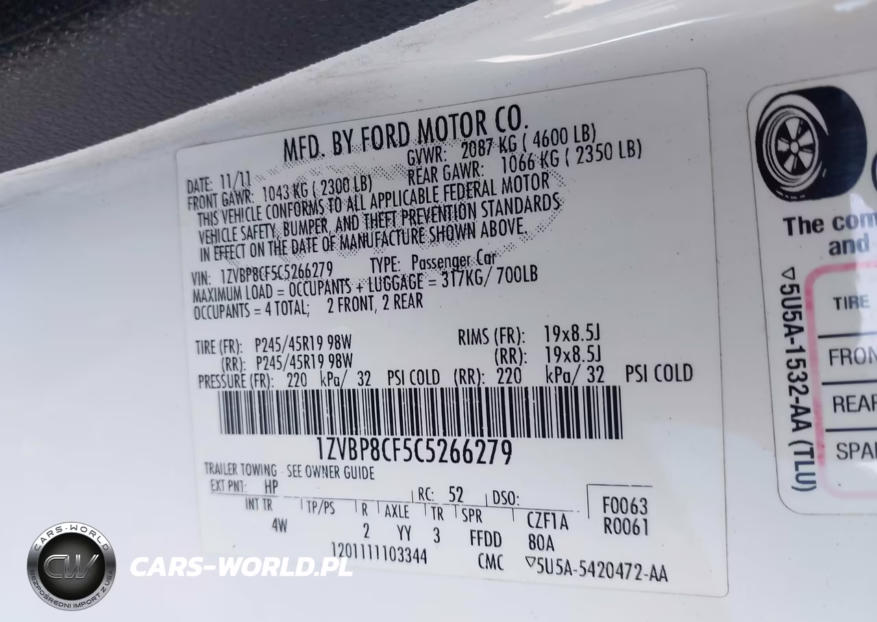 2012 Ford Mustang Gt VIN:1ZVBP8CF5C5266279 - 9