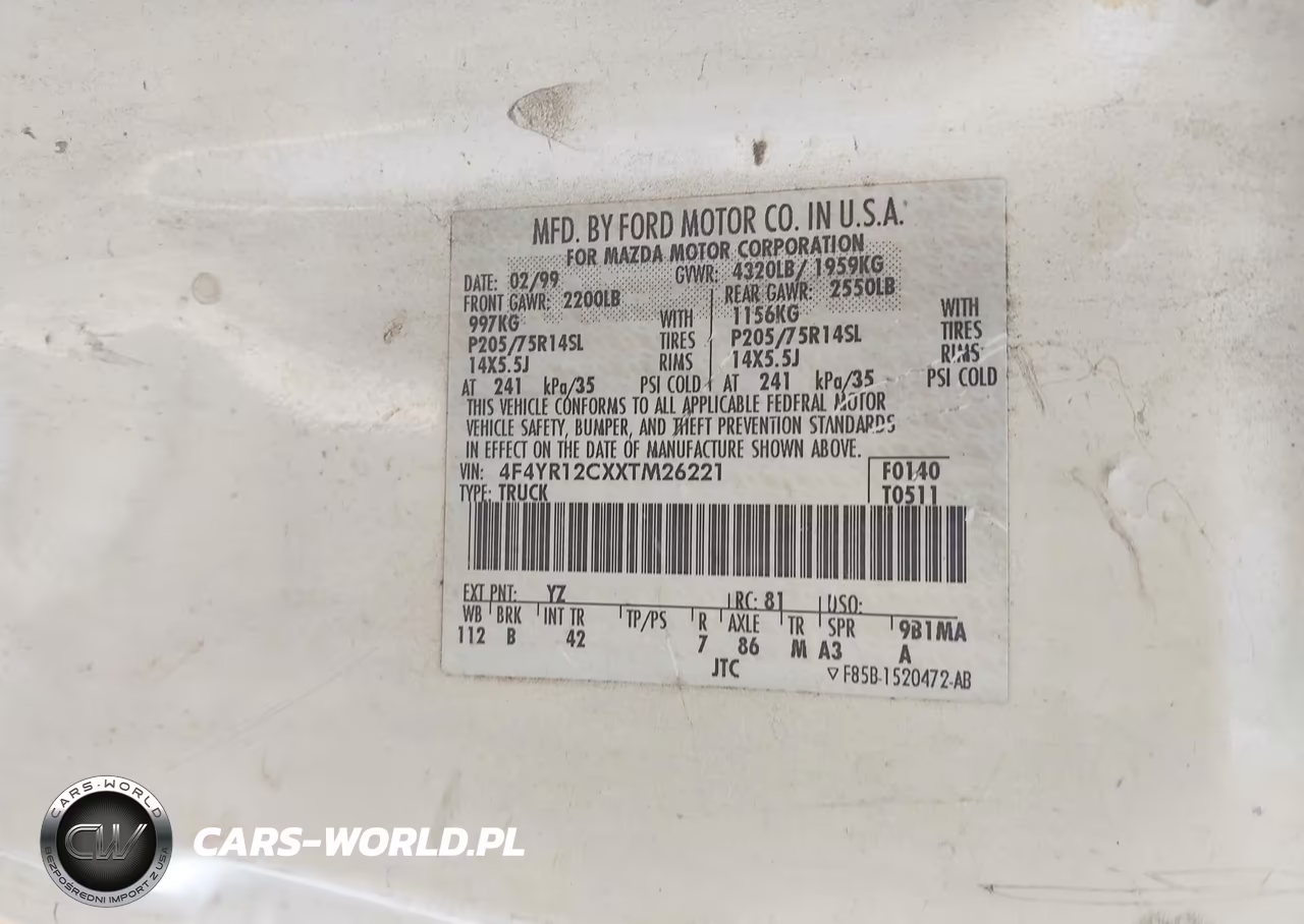 1999 Mazda B2500 VIN:4F4YR12CXXTM26221 - 9