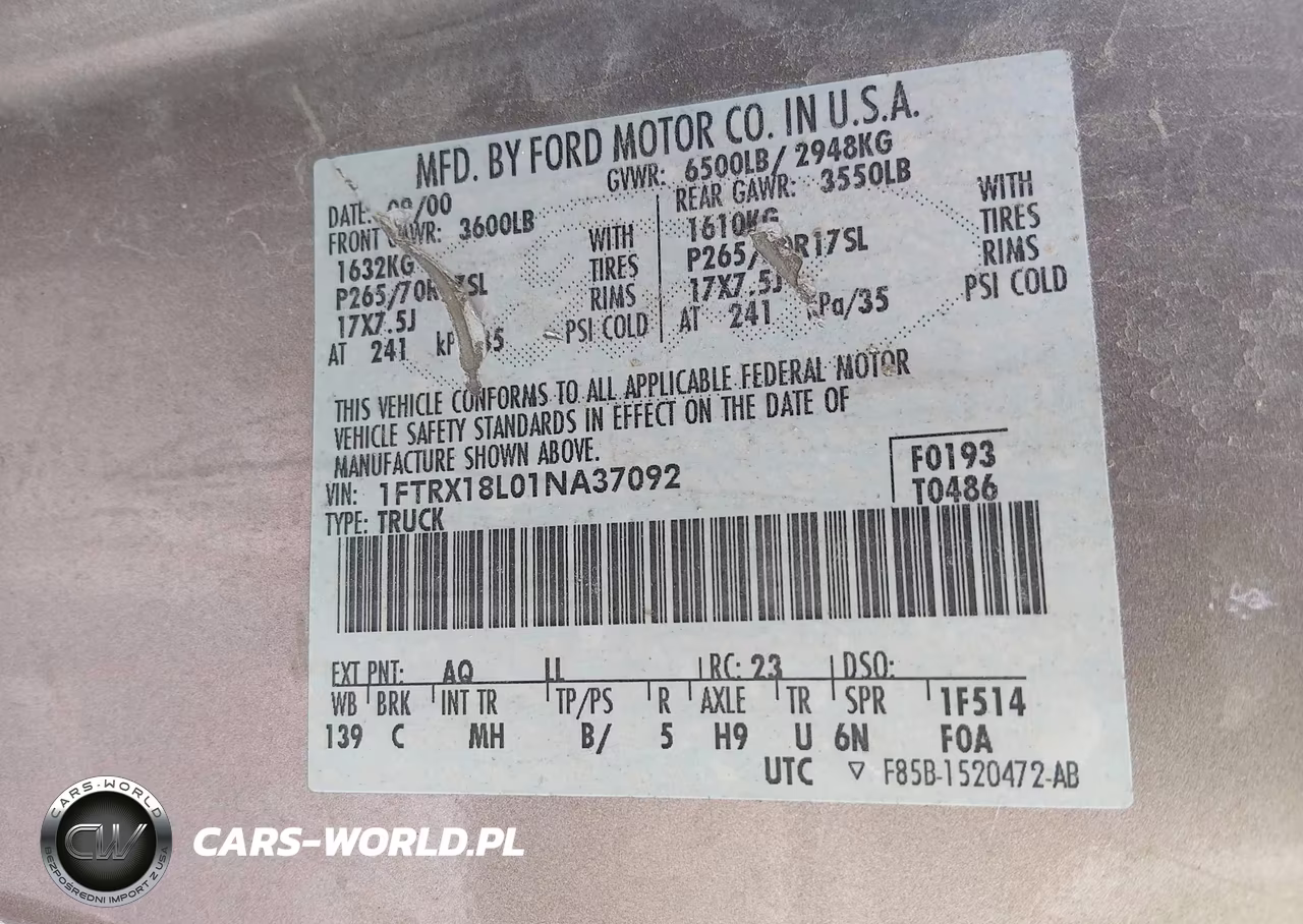 2001 Ford F-150 Lariat-Xl-Xlt VIN:1FTRX18L01NA37092 - 9