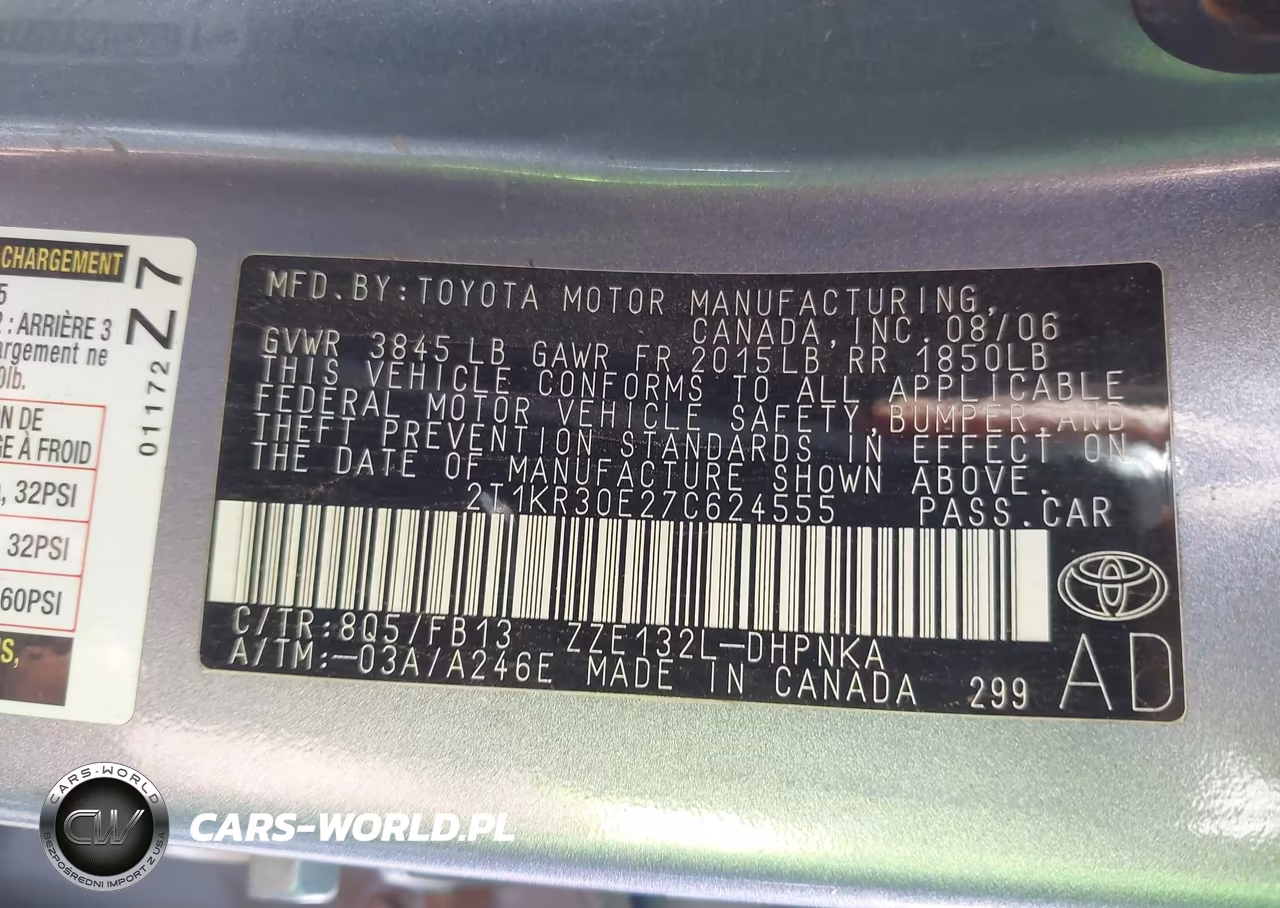 2007 Toyota Matrix Xr VIN:2T1KR30E27C624555 - 9