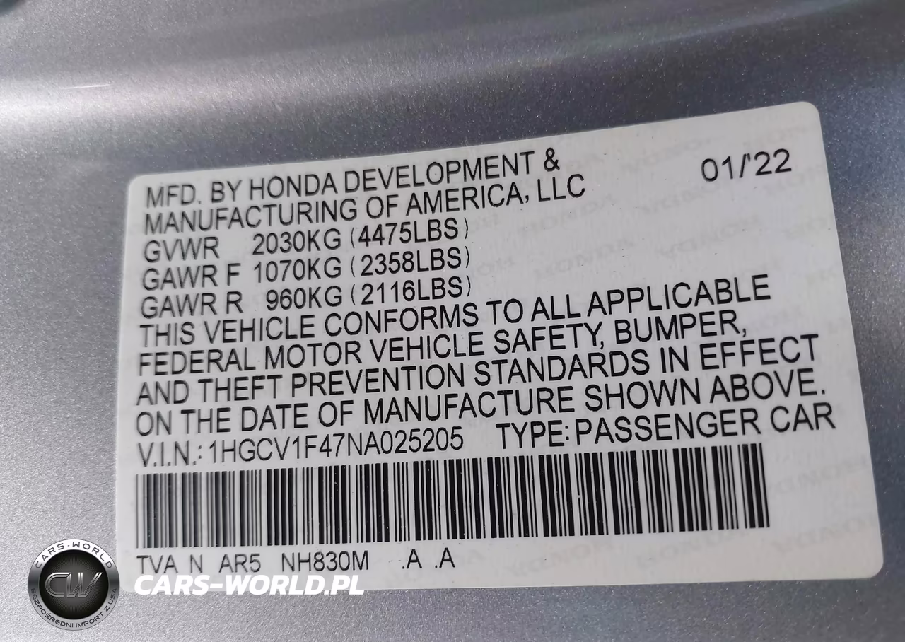 2022 Honda Accord Sport Special Edition VIN:1HGCV1F47NA025205 - 9