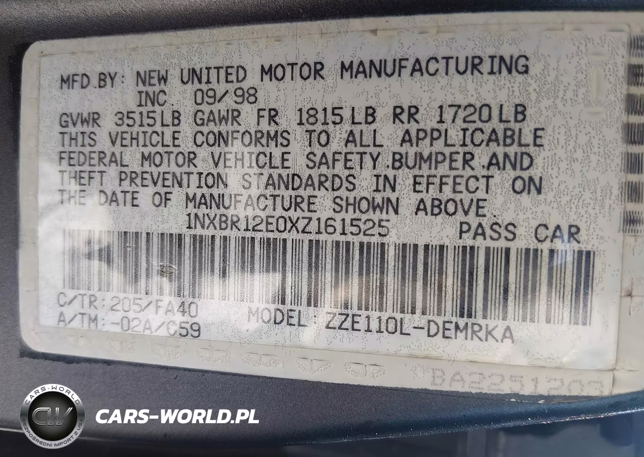 1999 Toyota Corolla Ve VIN:1NXBR12E0XZ161525 - 9