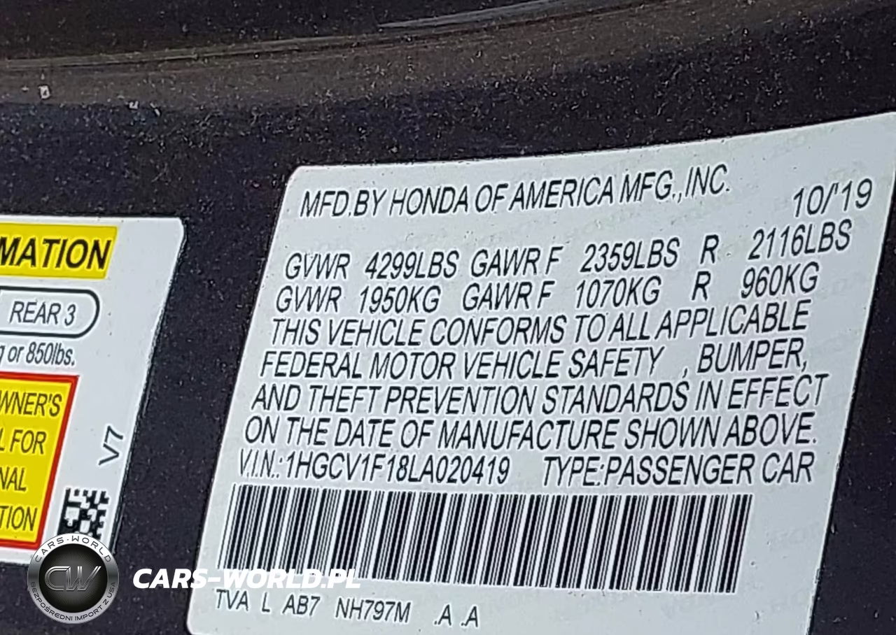 2020 Honda Accord Lx VIN:1HGCV1F18LA020419 - 9