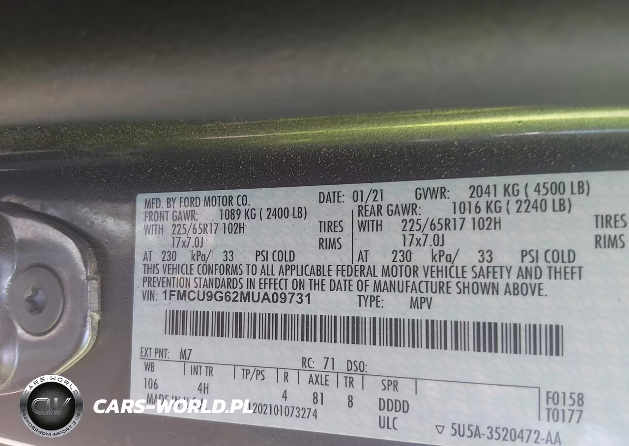 2021 Ford Escape Se VIN:1FMCU9G62MUA09731 - 9