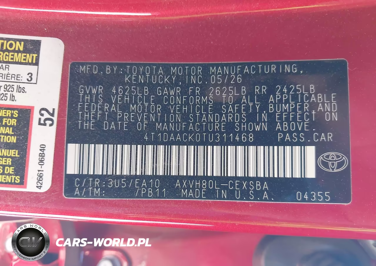 2026 Toyota Camry Se VIN:4T1DAACK0TU311468 - 9
