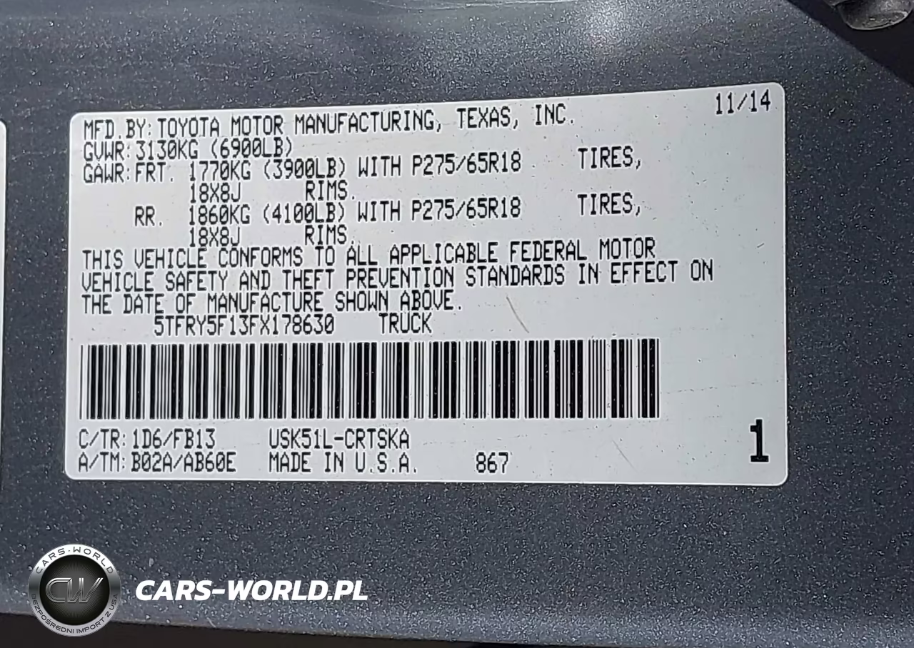 2015 Toyota Tundra Sr5 5.7L V8 VIN:5TFRY5F13FX178630 - 9