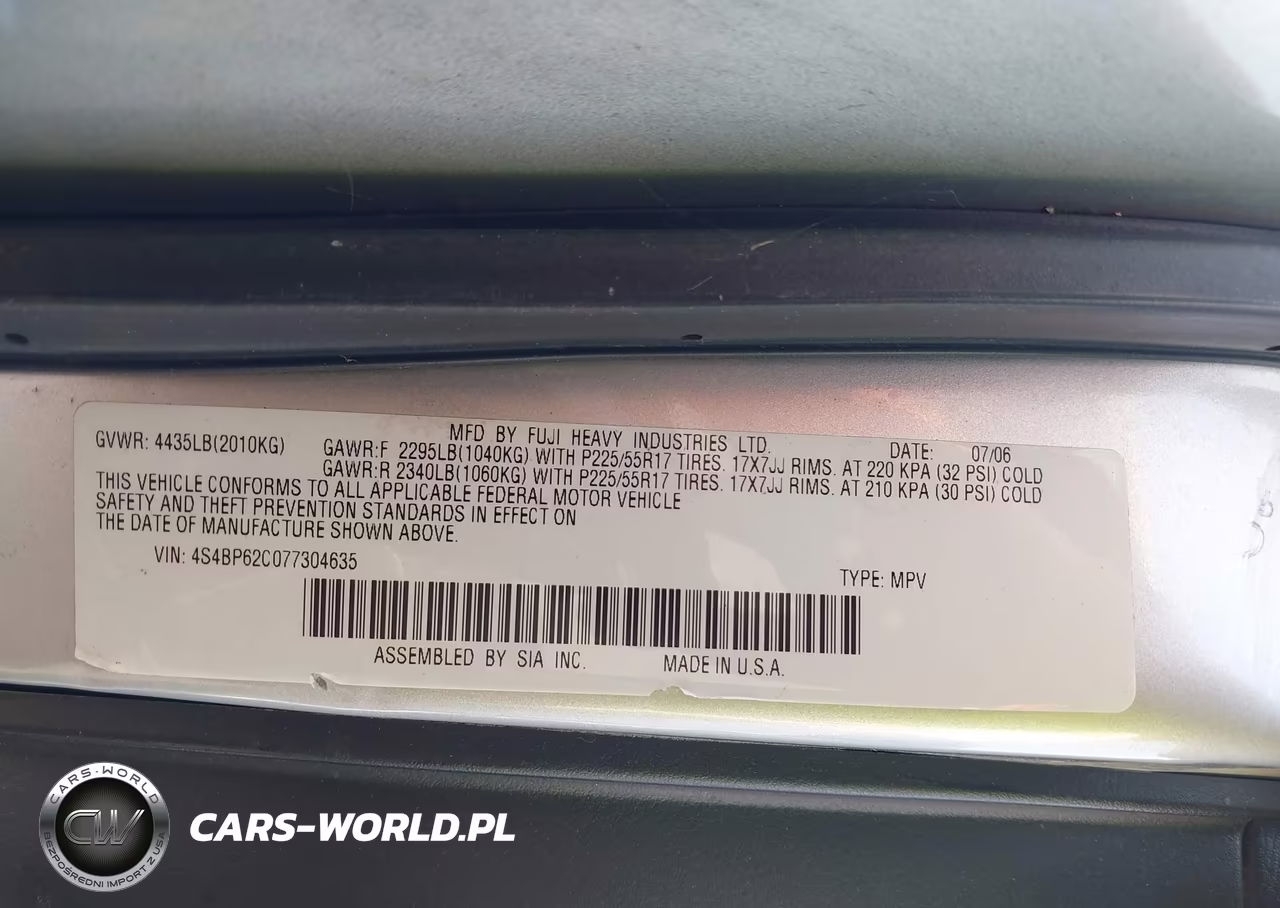 2007 Subaru Outback 2.5I Limited VIN:4S4BP62C077304635 - 9