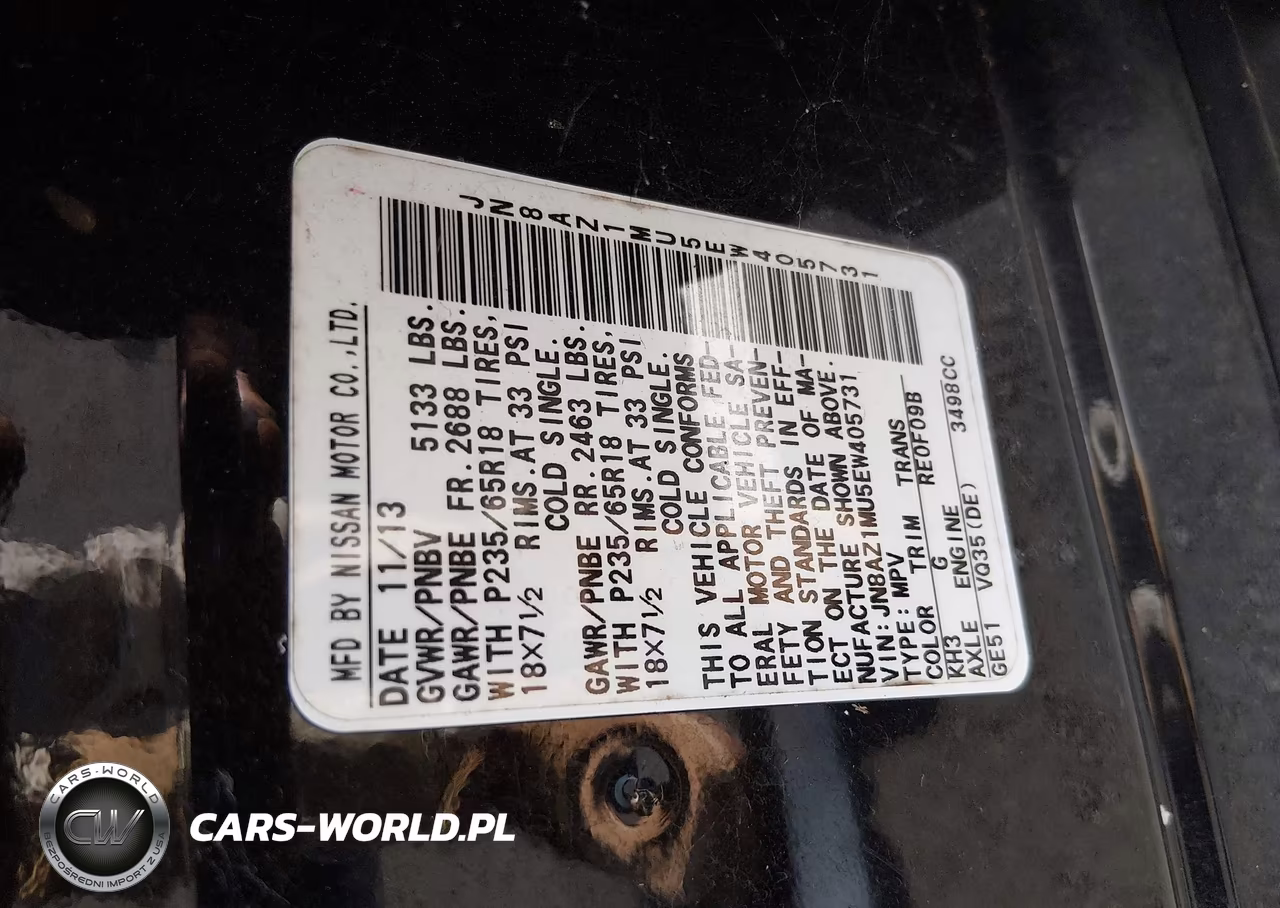 2014 Nissan Murano Sl VIN:JN8AZ1MU5EW405731 - 9