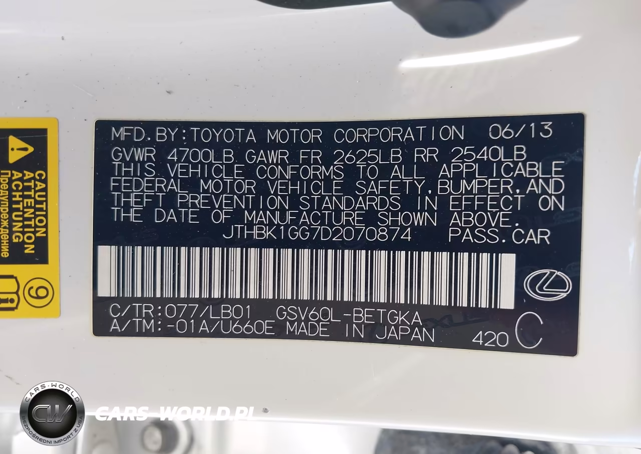 2013 Lexus Es 350 VIN:JTHBK1GG7D2070874 - 9