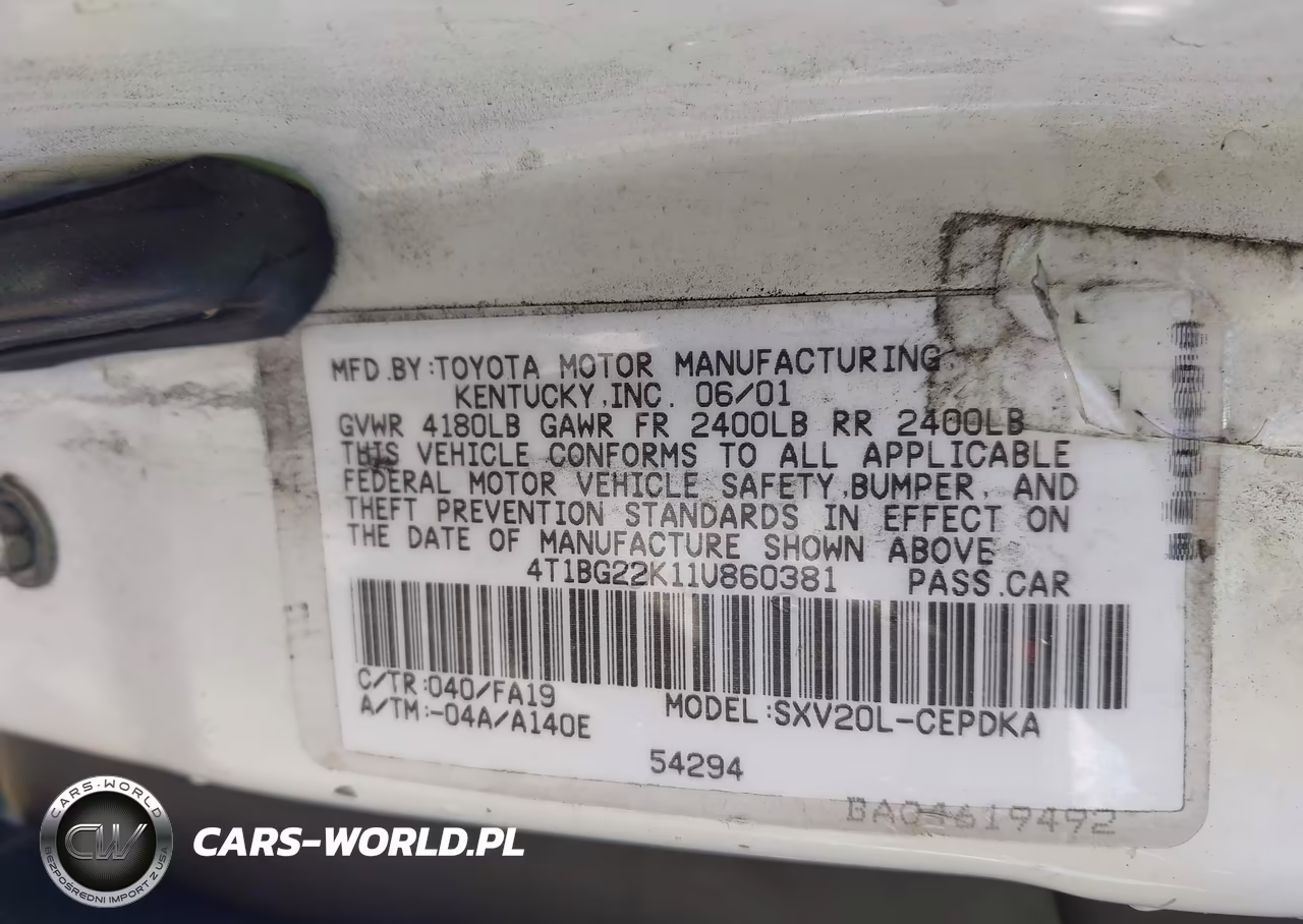 2001 Toyota Camry Ce VIN:4T1BG22K11U860381 - 9