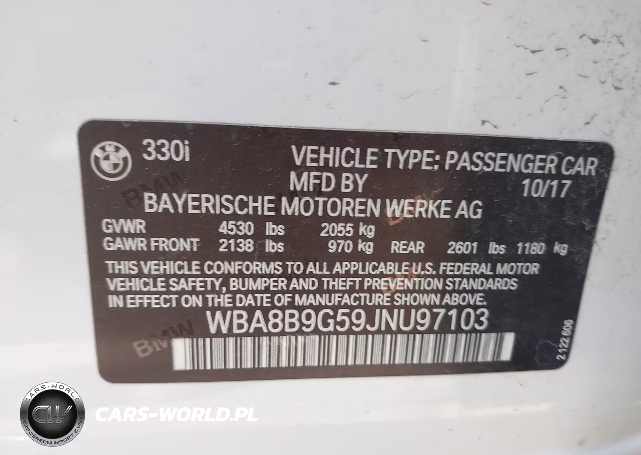 2018 BMW 330I VIN:WBA8B9G59JNU97103 - 9