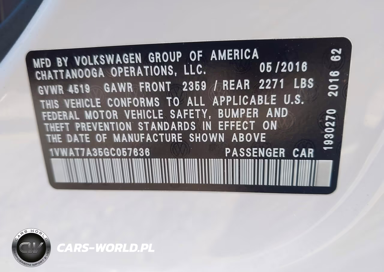 2016 Volkswagen Passat 1.8T R-Line VIN:1VWAT7A35GC057636 - 9