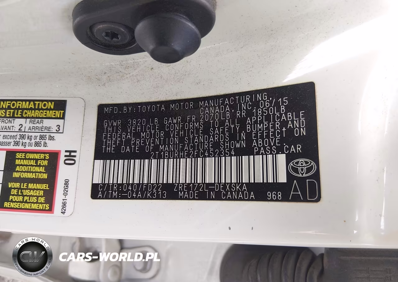 2015 Toyota Corolla S Plus VIN:2T1BURHE2FC452354 - 9