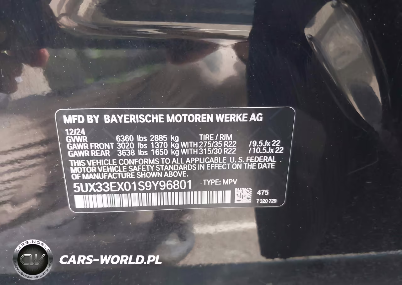 2025 BMW X6 xDrive40I VIN:5UX33EX01S9Y96801 - 9