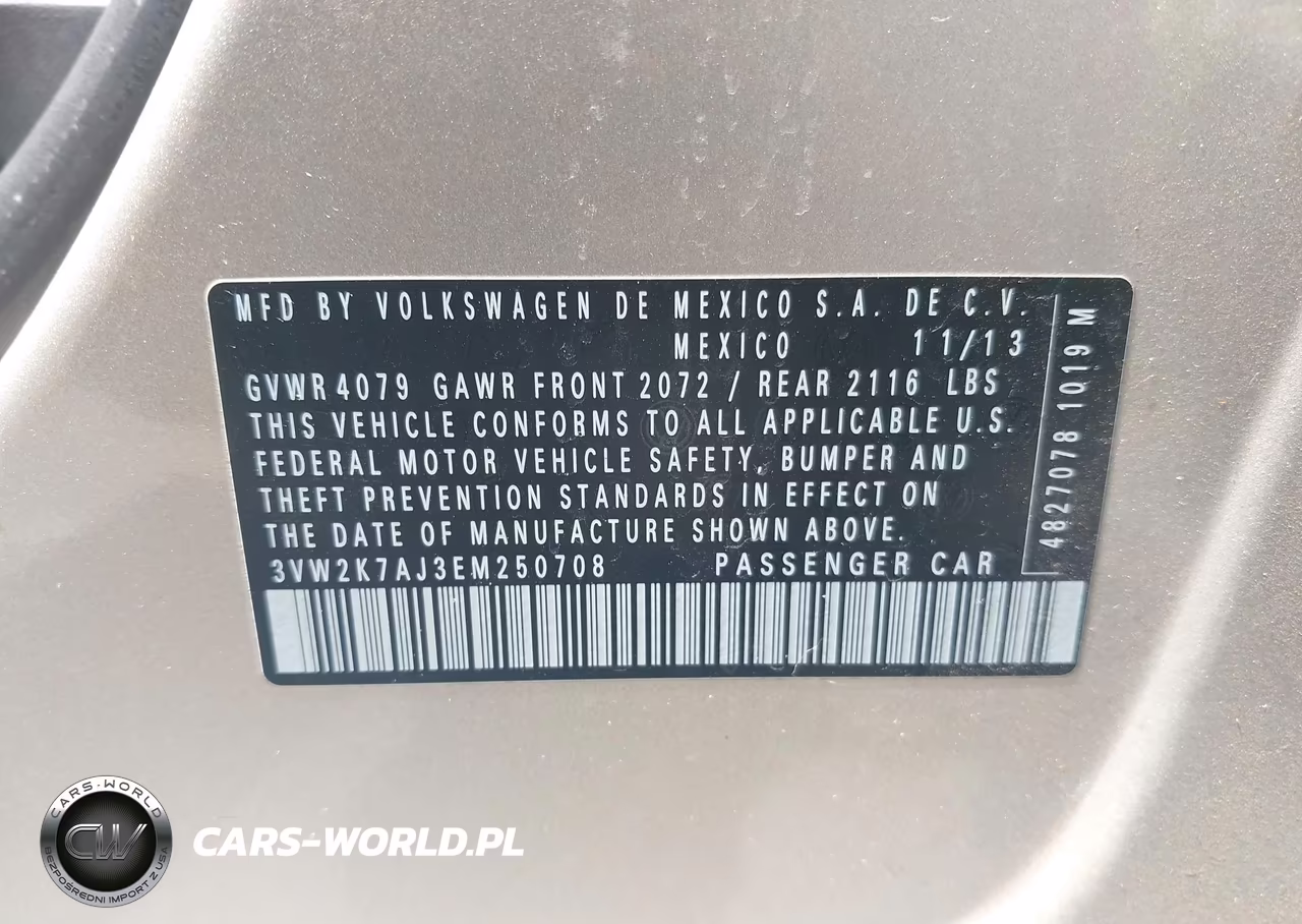 2014 Volkswagen Jetta 2.0L S VIN:3VW2K7AJ3EM250708 - 9