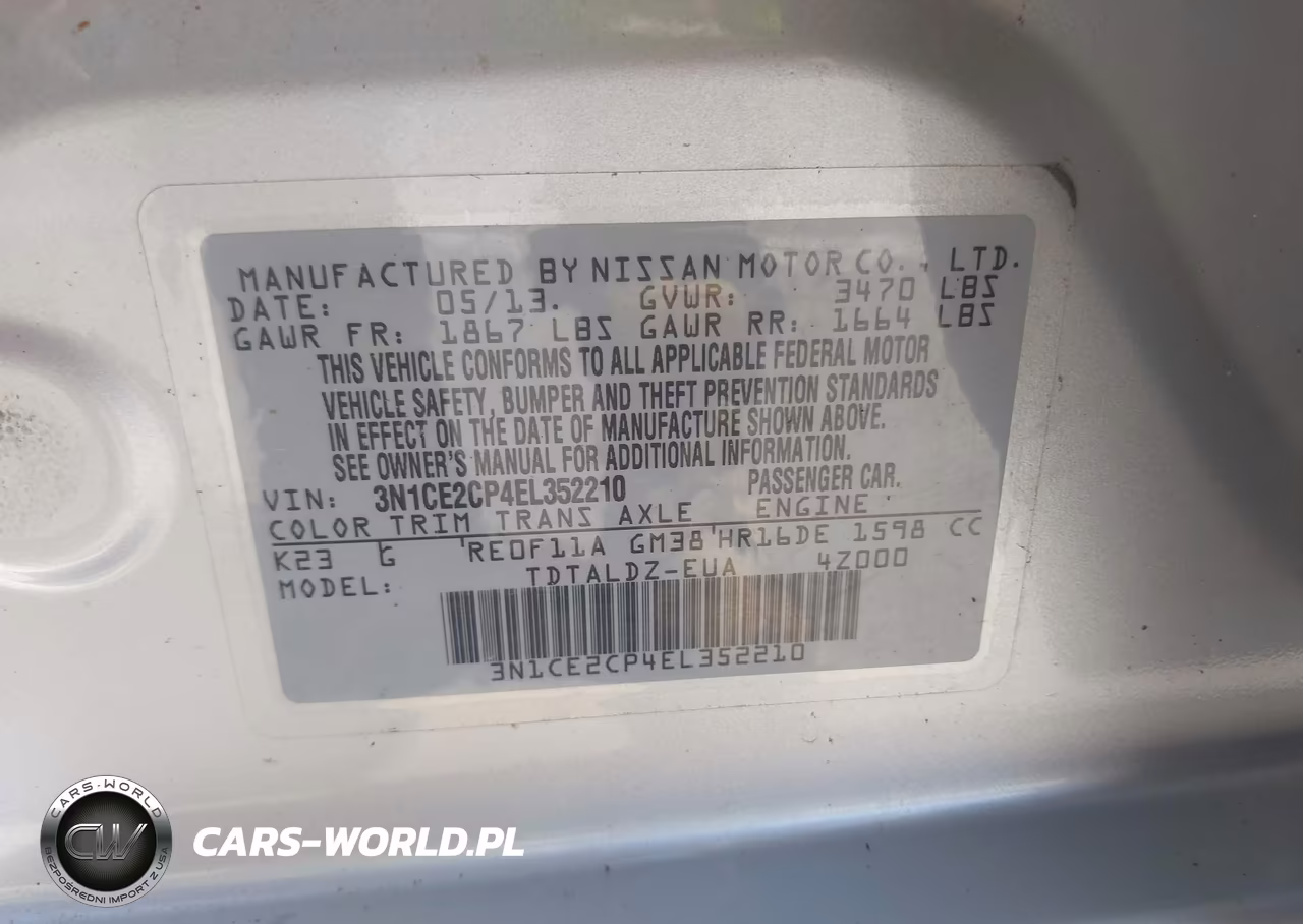 2014 Nissan Versa Note Sv VIN:3N1CE2CP4EL352210 - 9