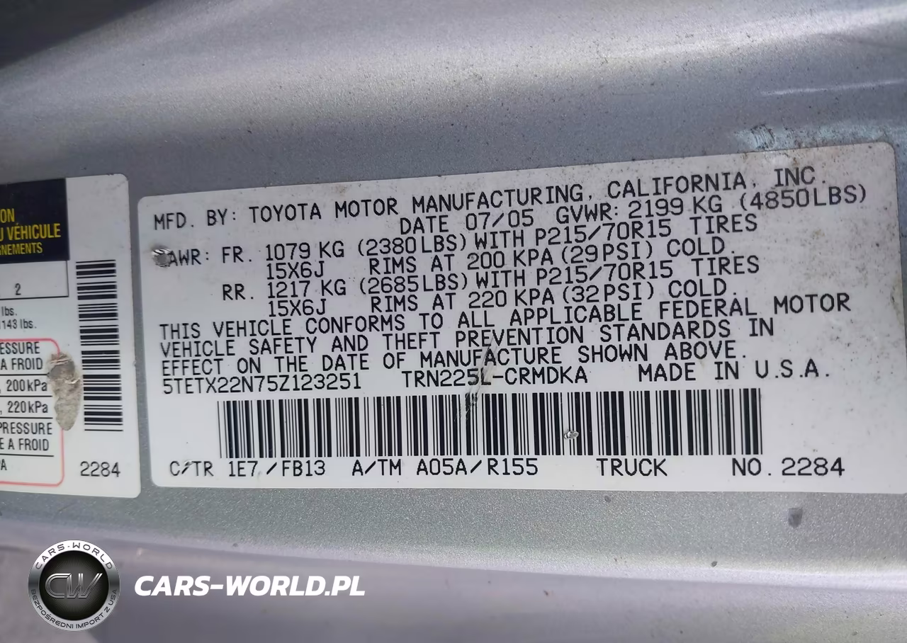 2005 Toyota Tacoma VIN:5TETX22N75Z123251 - 9