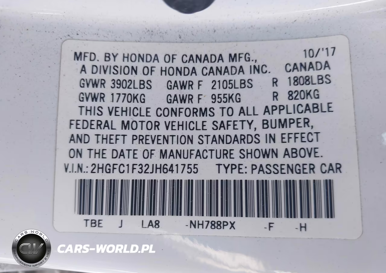 2018 Honda Civic Ex-T VIN:2HGFC1F32JH641755 - 9