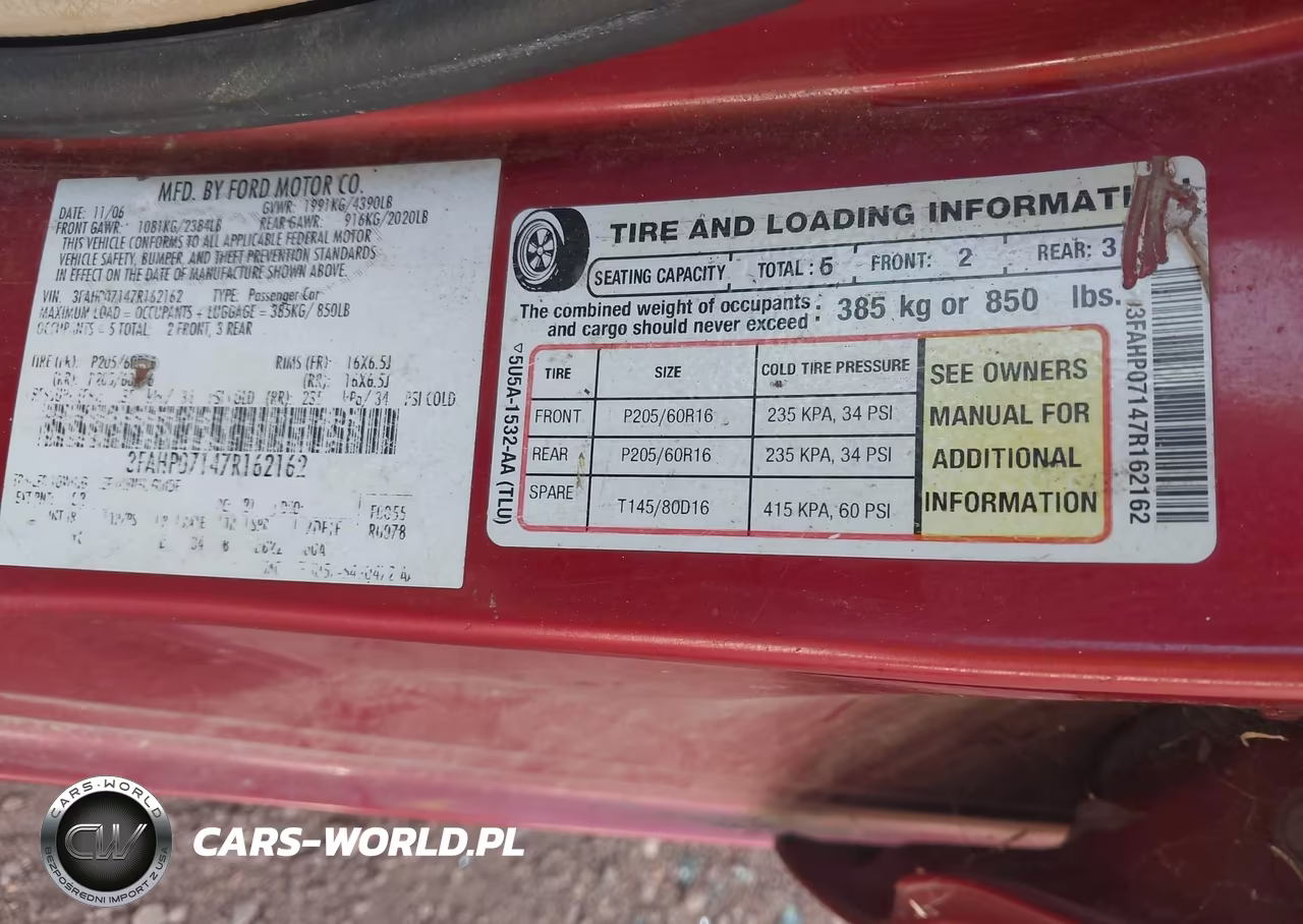 2007 Ford Fusion Se VIN:3FAHP07147R162162 - 9