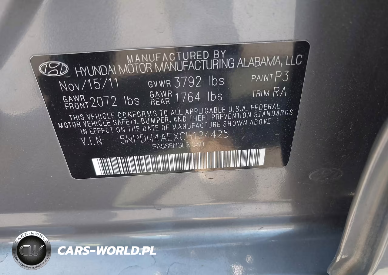 2012 Hyundai Elantra Gls VIN:5NPDH4AEXCH124425 - 9