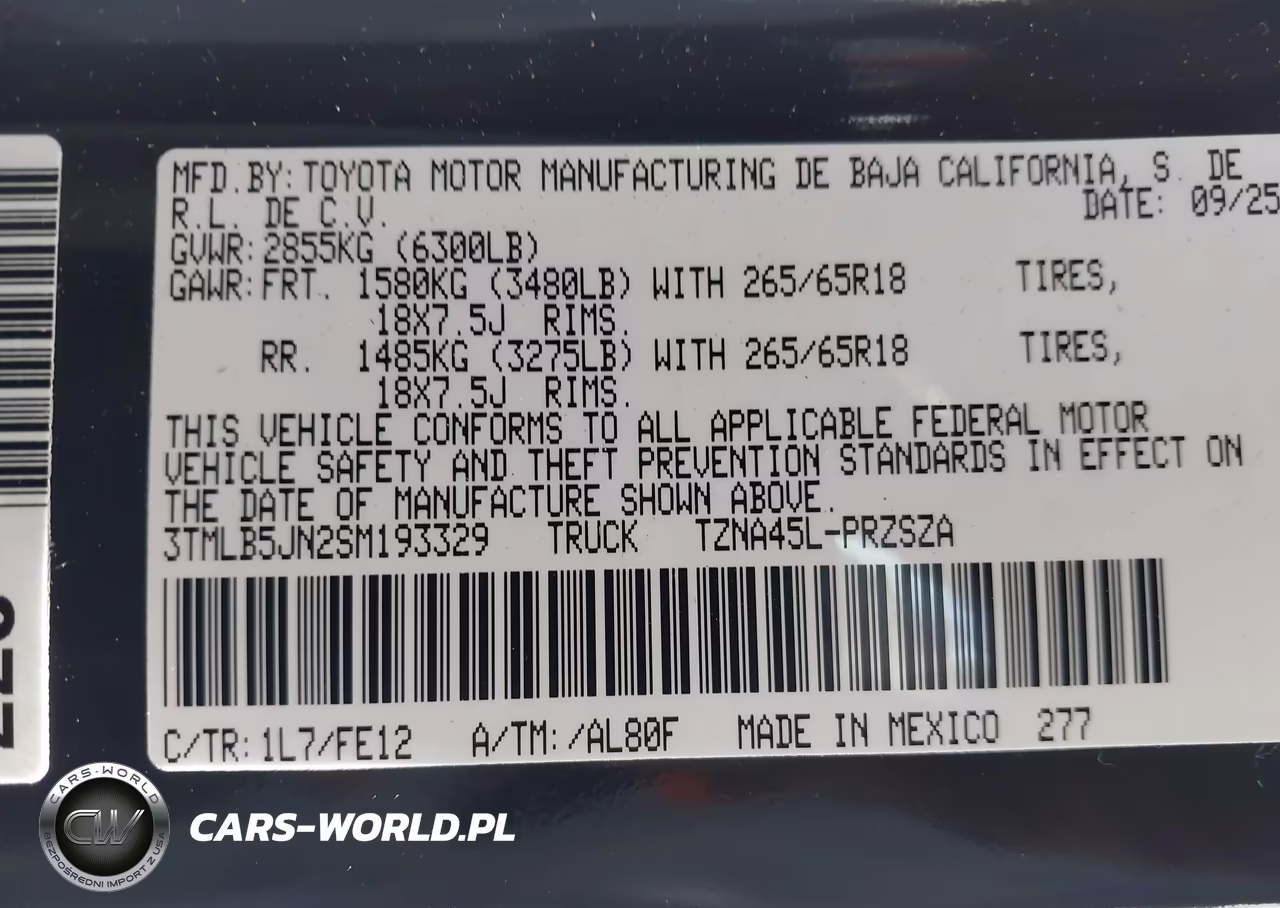 2025 Toyota Tacoma Trd Sport VIN:3TMLB5JN2SM193329 - 9
