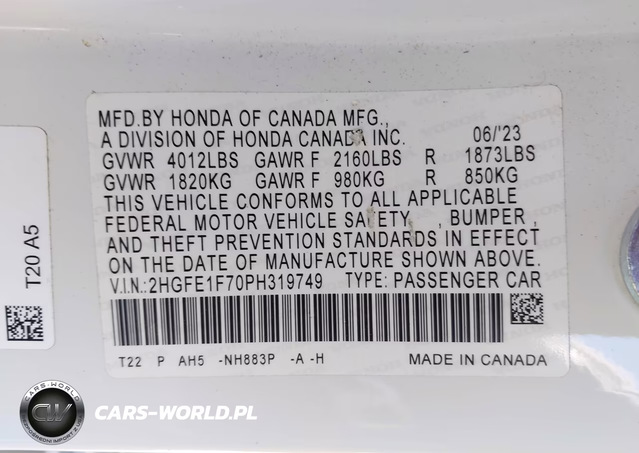 2023 Honda Civic Ex-Ex W-O Bsi VIN:2HGFE1F70PH319749 - 9