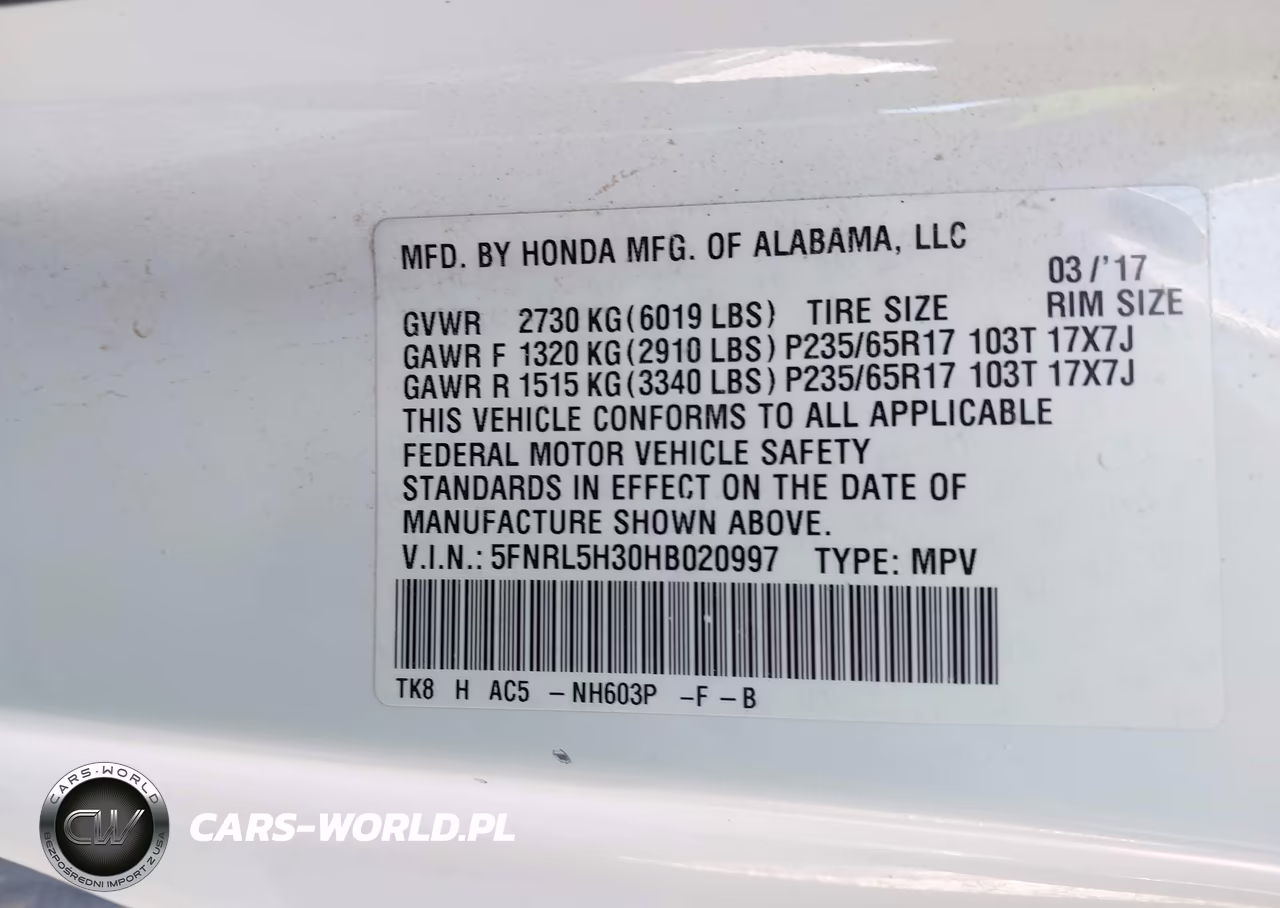 2017 Honda Odyssey Se VIN:5FNRL5H30HB020997 - 9