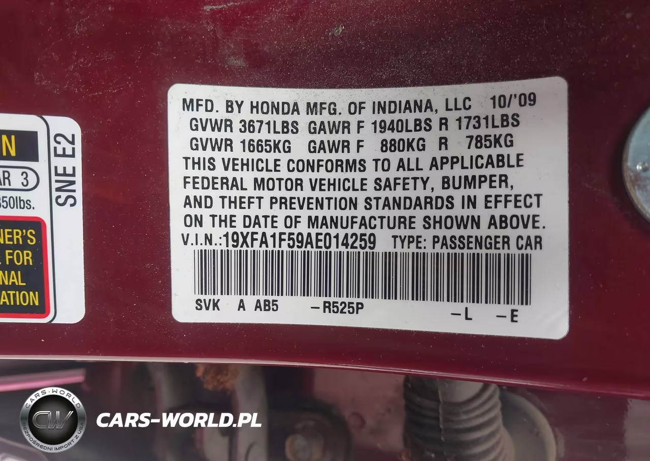 2010 Honda Civic Lx VIN:19XFA1F59AE014259 - 9