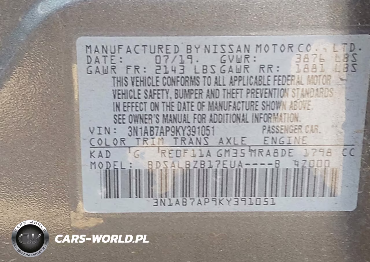 2019 Nissan Sentra S VIN:3N1AB7AP9KY391051 - 9