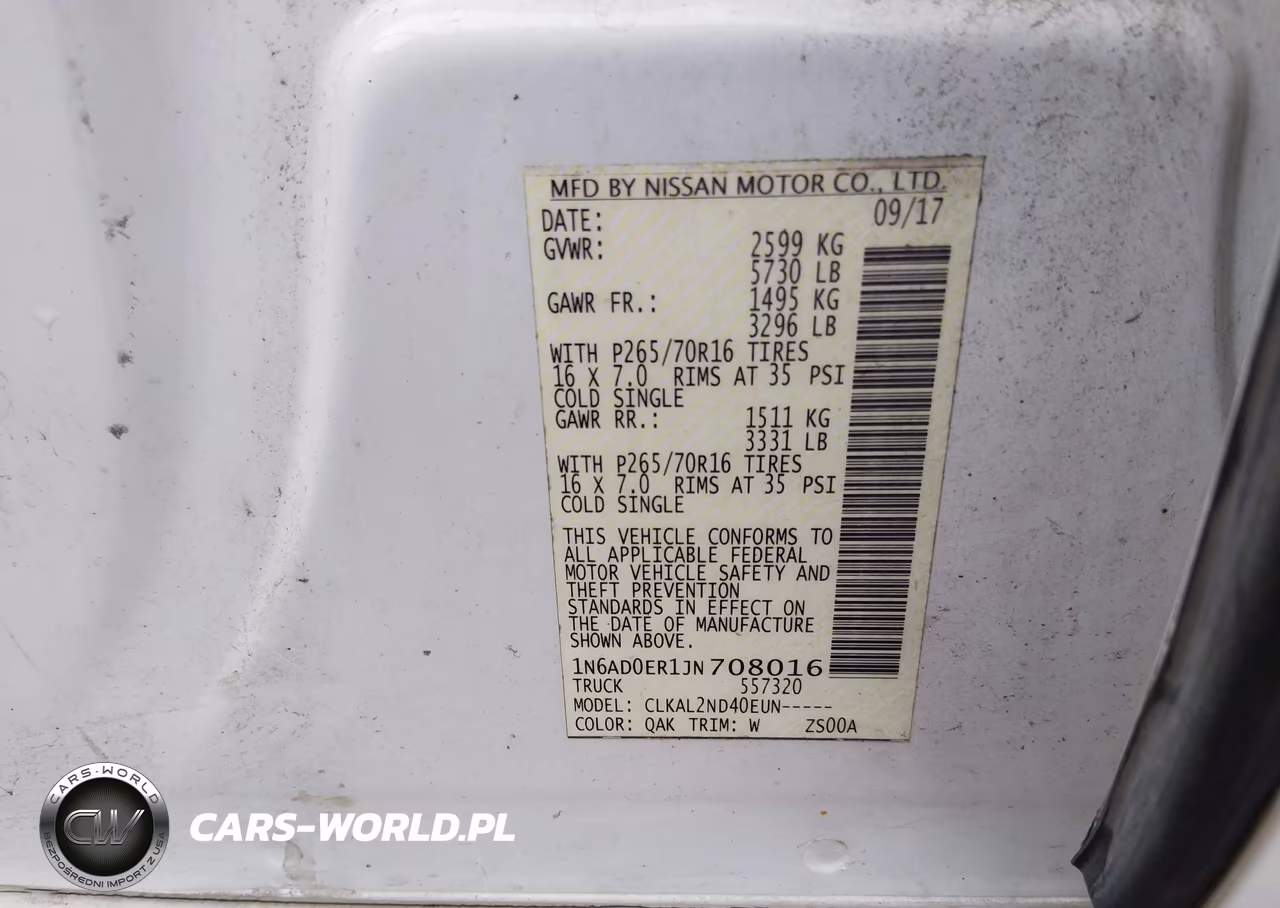 2018 Nissan Frontier Sv VIN:1N6AD0ER1JN708016 - 9