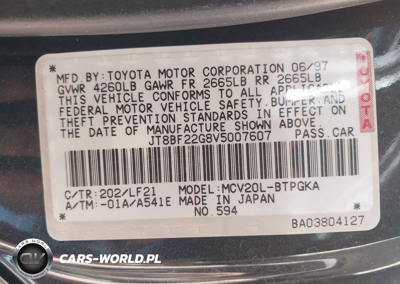 1997 Lexus Es 300 VIN:JT8BF22G8V5007607 - 9