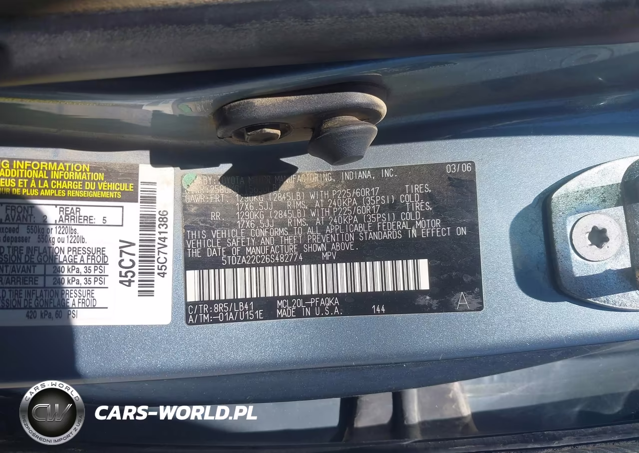 2006 Toyota Sienna Xle VIN:5TDZA22C26S482774 - 9