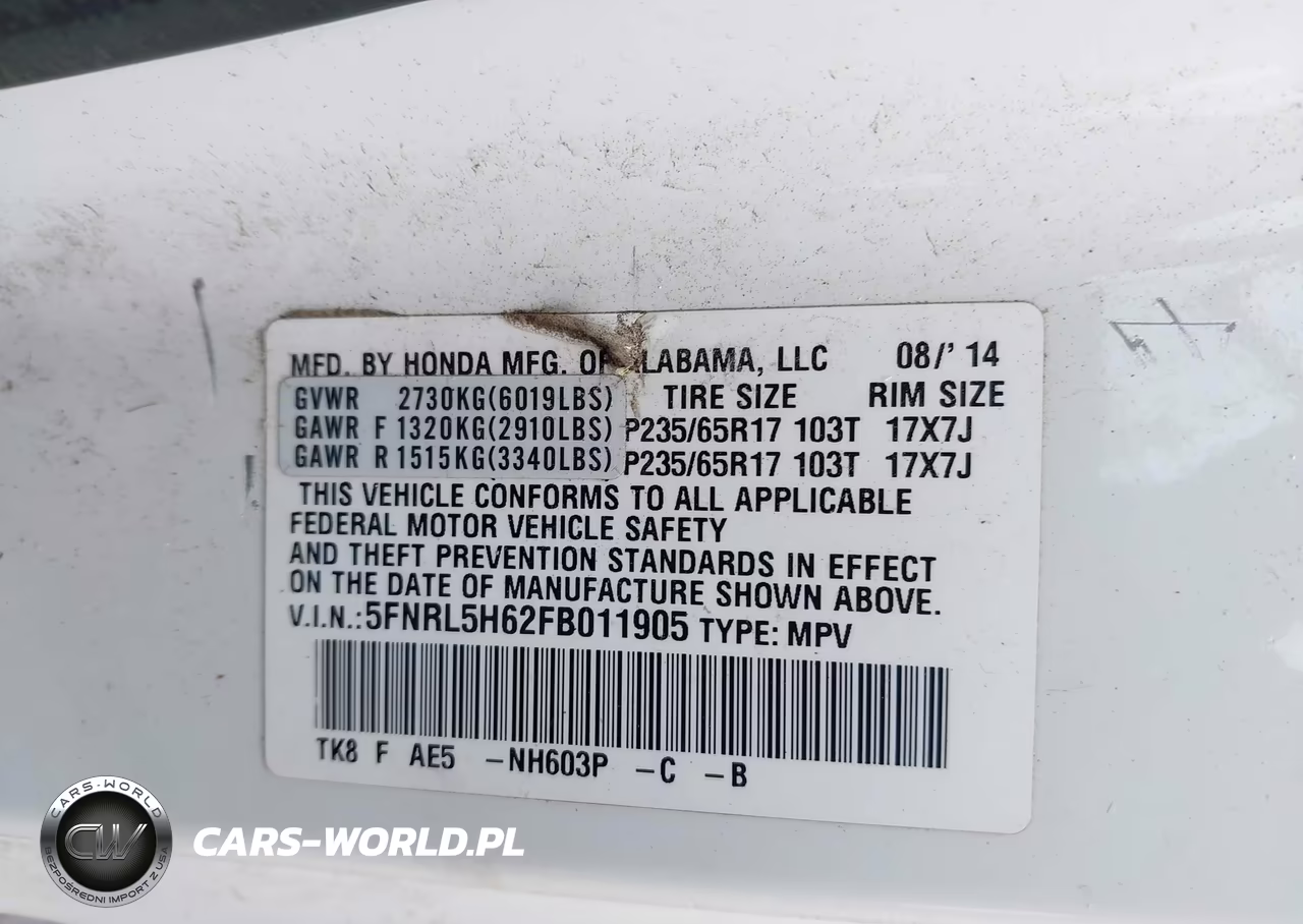 2015 Honda Odyssey Ex-L VIN:5FNRL5H62FB011905 - 9