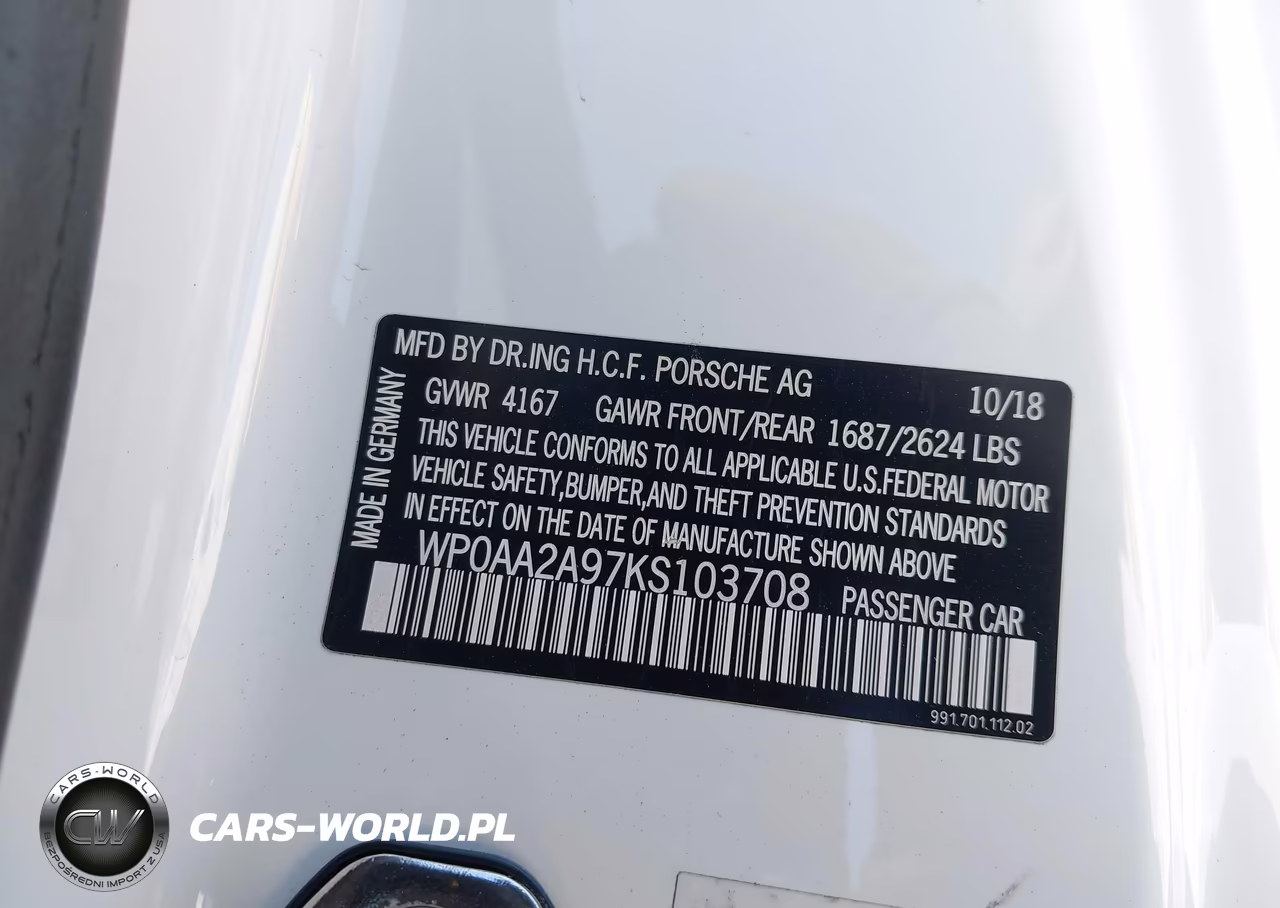 2019 Porsche 911 Carrera-Carrera 4-Carrera T VIN:WP0AA2A97KS103708 - 9