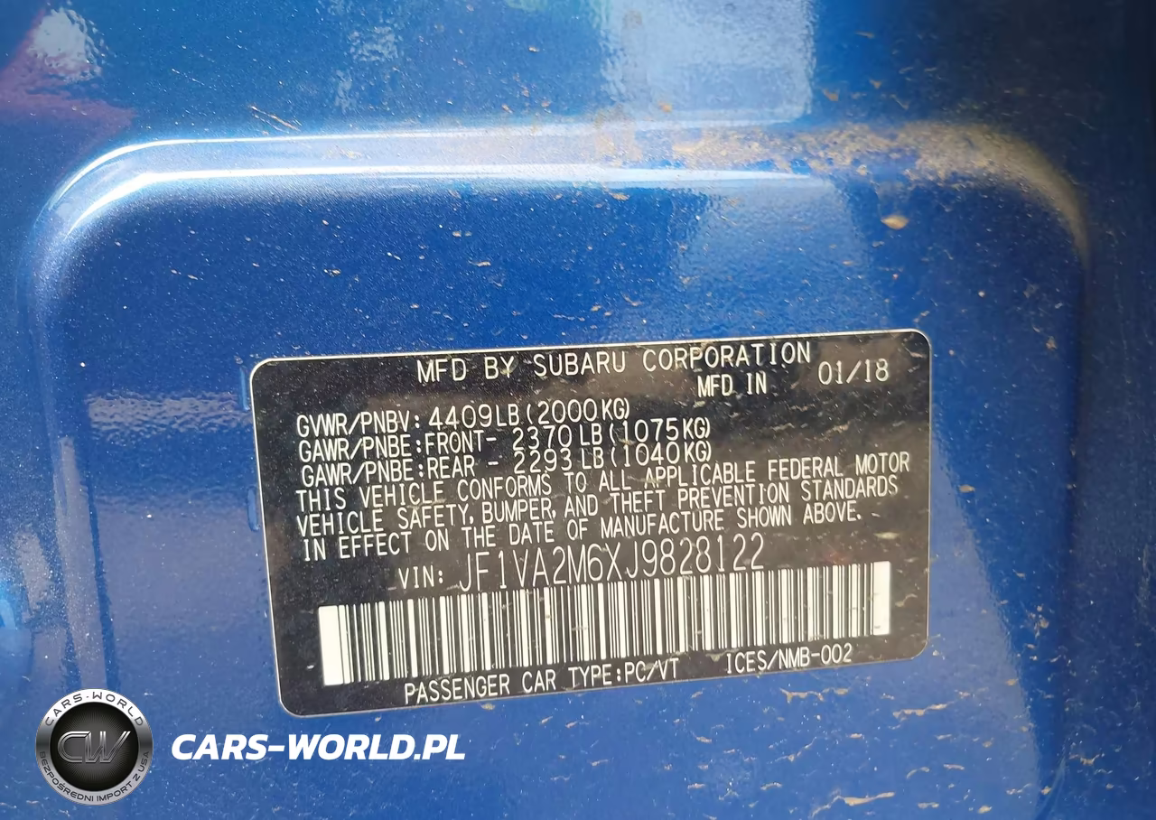 2018 Subaru Wrx Sti VIN:JF1VA2M6XJ9828122 - 9