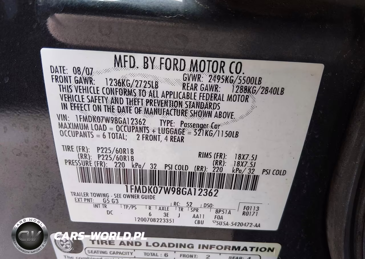 2008 Ford Taurus X Eddie Bauer VIN:1FMDK07W98GA12362 - 9